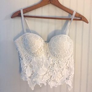 White Crop Love Culture Lace Tank M